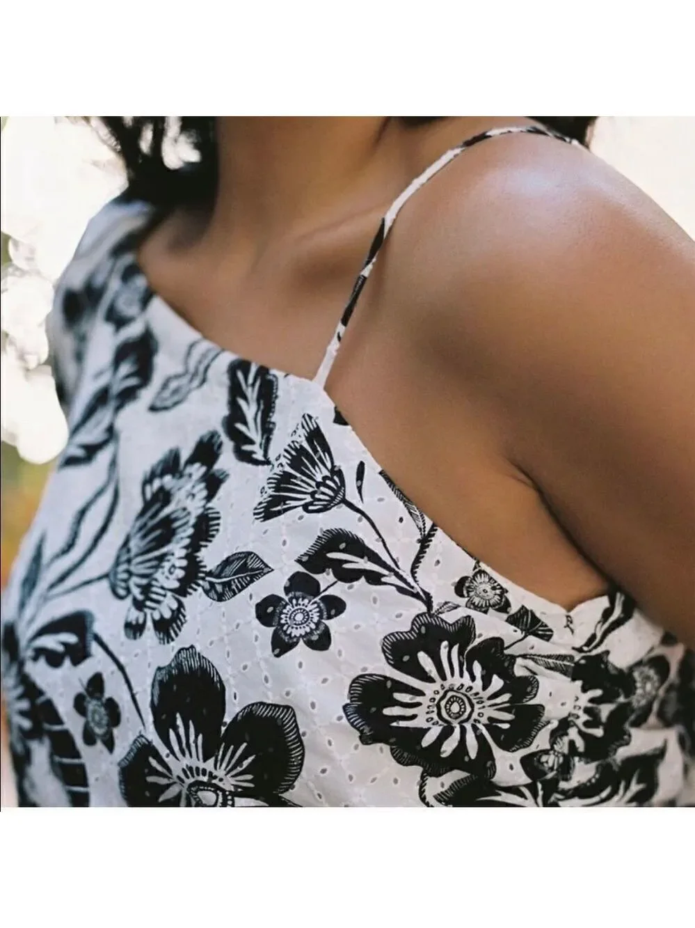 NEW Anthropologie Maeve Floral Eyelet Blouse Bow Back Black White 10